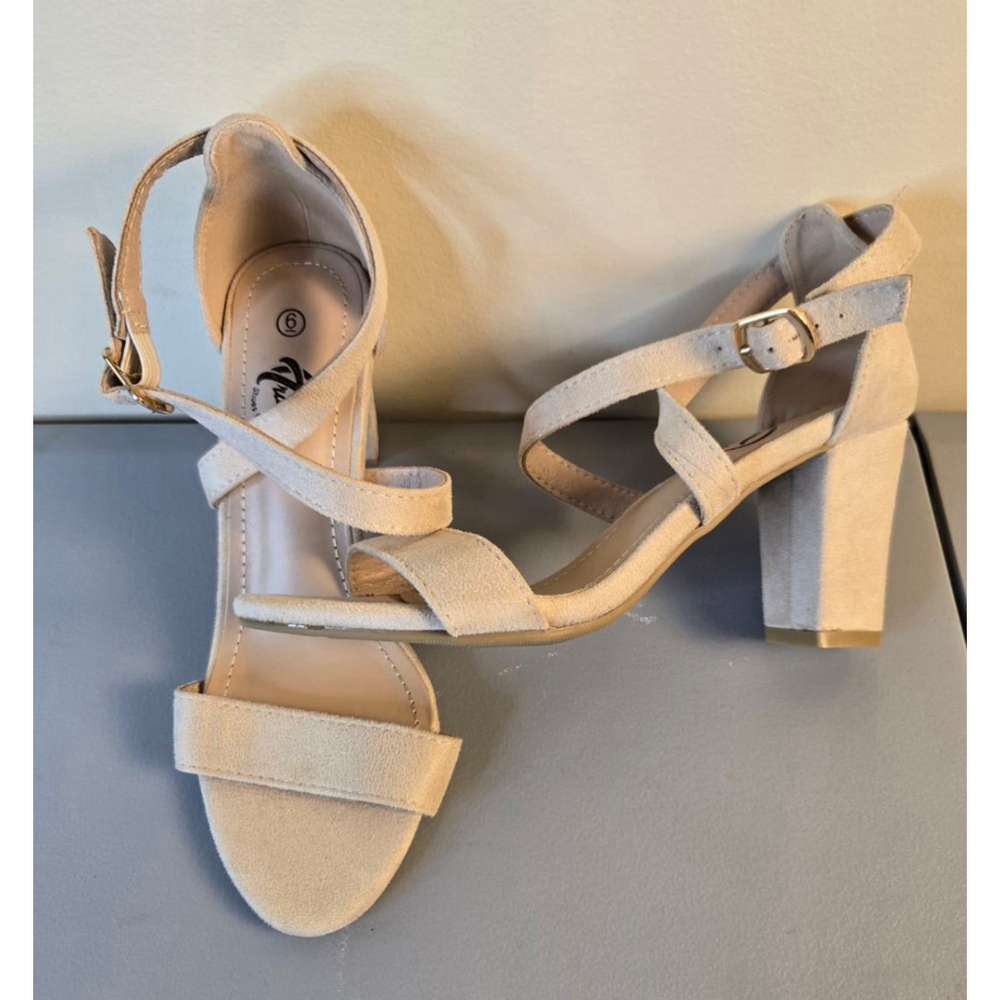 Thany Beige Block Heel Sandals US 6